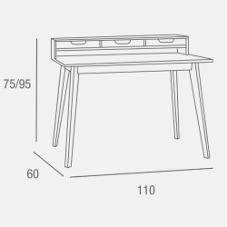 Mesa de Estudio - Escritorio con Encimera MDF Lacado en Blanco Mate y Patas de Pino Macizo – 120x60x90 cm