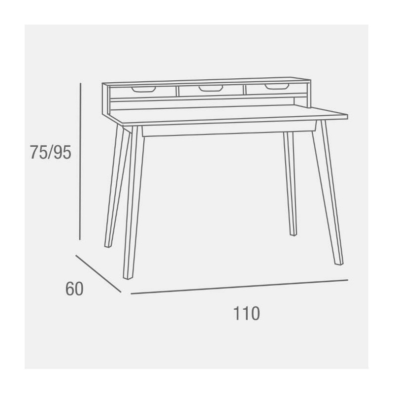 Mesa de Estudio - Escritorio con Encimera MDF Lacado en Blanco Mate y Patas de Pino Macizo – 120x60x90 cm