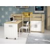 Cama Alta Juvenil con Escritorio y Armario Inferior 208,6 × 115,1 × 110,6 cm Color Blanco y Roble.