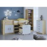 Cama Alta Juvenil con Escritorio y Armario Inferior 208,6 × 115,1 × 110,6 cm Color Blanco y Roble.