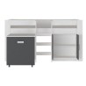 Cama Alta Juvenil con Escritorio y Armario Inferior 208,6 × 115,1 × 110,6 cm Color Blanco y Grafito