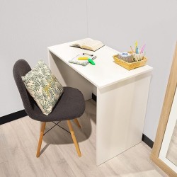 Mesa de Escritorio, Mesas para Ordenador, Acabada en Blanco, Medidas: 90 cm (An) x 49,5 cm (Fon) x 77 cm (Al)