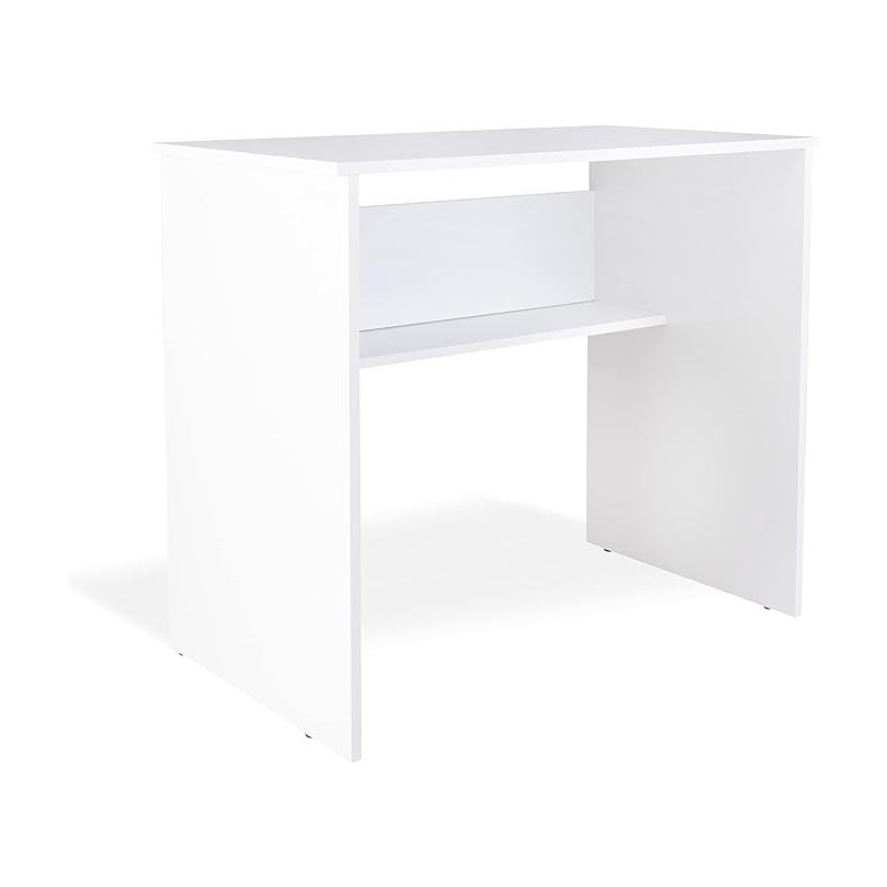 Mesa de Escritorio, Mesas para Ordenador, Acabada en Blanco, Medidas: 90 cm (An) x 49,5 cm (Fon) x 77 cm (Al)