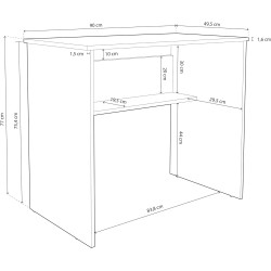 Mesa de Escritorio, Mesas para Ordenador, Acabada en Blanco, Medidas: 90 cm (An) x 49,5 cm (Fon) x 77 cm (Al)
