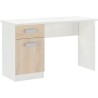 Mesa de Estudio, Escritorio con 2 Cajones, Mesa de Ordenador, Acabado en Color Blanco y Natural 70.8 x 120 x 49.8 cm