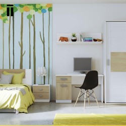 Mesa de Estudio, Escritorio con 2 Cajones, Mesa de Ordenador, Acabado en Color Blanco y Natural 70.8 x 120 x 49.8 cm