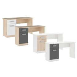 Mesa de Estudio, Escritorio con 2 Cajones, Mesa de Ordenador, Acabado en Color Blanco y Natural 70.8 x 120 x 49.8 cm