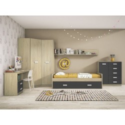 Mesa de Estudio, Escritorio con 2 Cajones, Mesa de Ordenador, Acabado en Color Grafito y Cambrian 70.8 x 120 x 49.8 cm