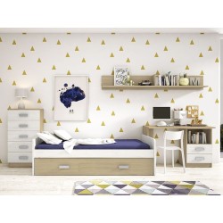 Mesa de Estudio, Escritorio con 2 Cajones, Mesa de Ordenador, Acabado en Color Blanco y Cambrian 70.8 x 120 x 49.8 cm