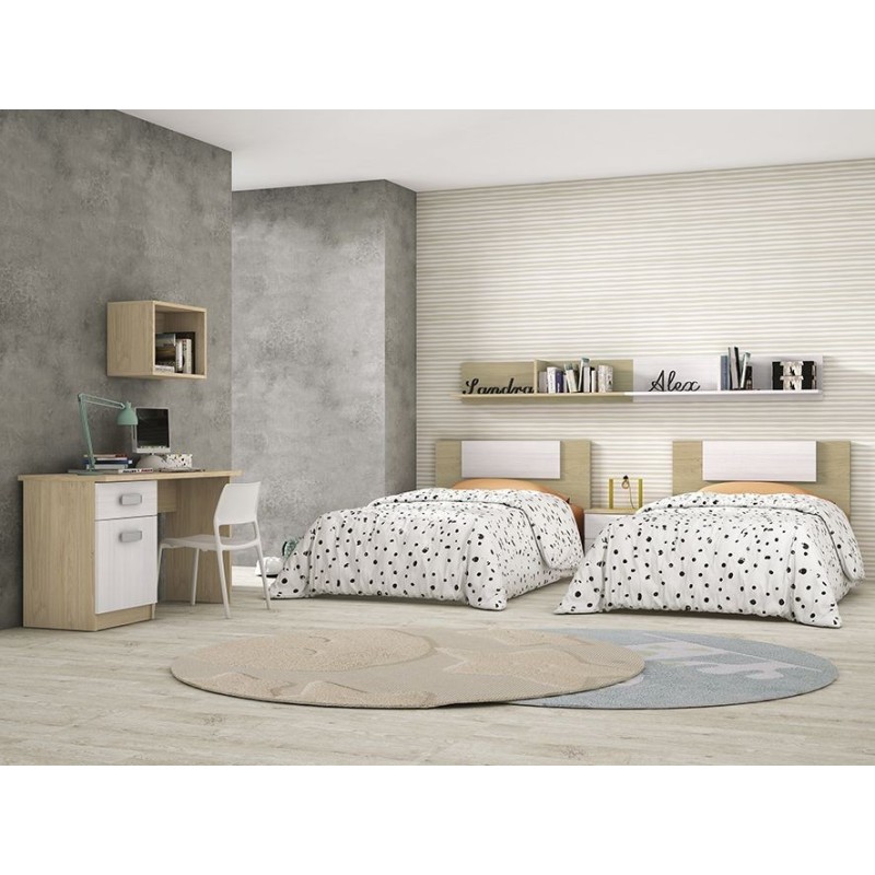 Mesa de Estudio, Escritorio con 2 Cajones, Mesa de Ordenador, Acabado en Color Blanco y Cambrian 70.8 x 120 x 49.8 cm