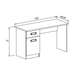 Mesa de Estudio, Escritorio con 2 Cajones, Mesa de Ordenador, Acabado en Color Blanco y Cambrian 70.8 x 120 x 49.8 cm