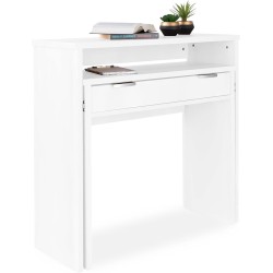 Mesa Escritorio Extensible, Color Blanco, Medidas: 90 cm (Largo) x 33-63,4 cm (Ancho) x 87,5 cm (Alto)