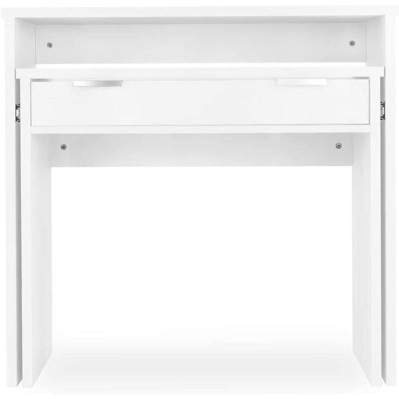 Mesa Escritorio Extensible, Color Blanco, Medidas: 90 cm (Largo) x 33-63,4 cm (Ancho) x 87,5 cm (Alto)