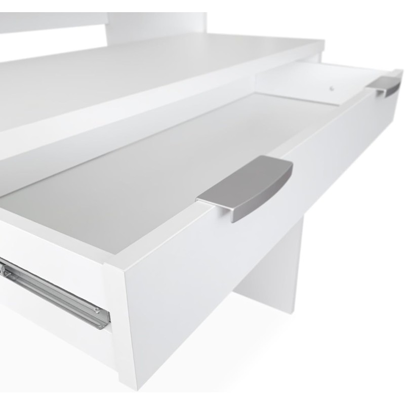 Mesa Escritorio Extensible, Color Blanco, Medidas: 90 cm (Largo) x 33-63,4 cm (Ancho) x 87,5 cm (Alto)