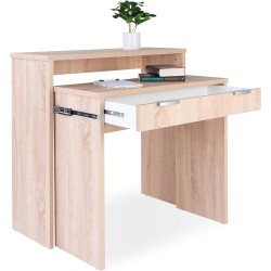 Mesa Escritorio Extensible, Color Cambrian, Medidas: 90 cm (Largo) x 33-63,4 cm (Ancho) x 87,5 cm (Alto)