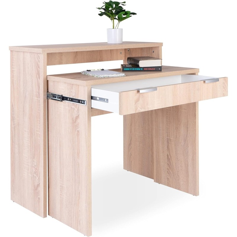 Mesa Escritorio Extensible, Color Cambrian, Medidas: 90 cm (Largo) x 33-63,4 cm (Ancho) x 87,5 cm (Alto)