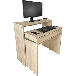 Mesa Escritorio Extensible, Color Cambrian, Medidas: 90 cm (Largo) x 33-63,4 cm (Ancho) x 87,5 cm (Alto)