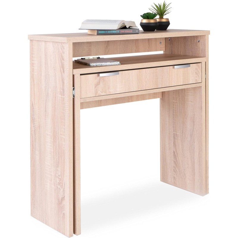 Mesa Escritorio Extensible, Color Cambrian, Medidas: 90 cm (Largo) x 33-63,4 cm (Ancho) x 87,5 cm (Alto)