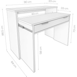 Mesa Escritorio Extensible, Color Cambrian, Medidas: 90 cm (Largo) x 33-63,4 cm (Ancho) x 87,5 cm (Alto)