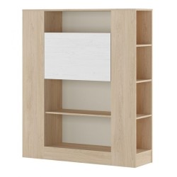 Estantería con Escritorio, Acabado en Cambrian y Blanco, Medidas: 119,6 cm (Largo) x 139,6 cm (Alto) x 34,5 Cm