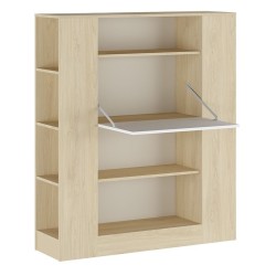 Estantería con Escritorio, Acabado en Cambrian y Blanco, Medidas: 119,6 cm (Largo) x 139,6 cm (Alto) x 34,5 Cm