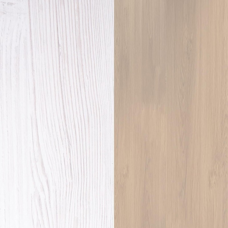 Estantería con Escritorio, Acabado en Blanco y Madera, Medidas: 119,6 cm (Largo) x 139,6 cm (Alto) x 34,5 Cm