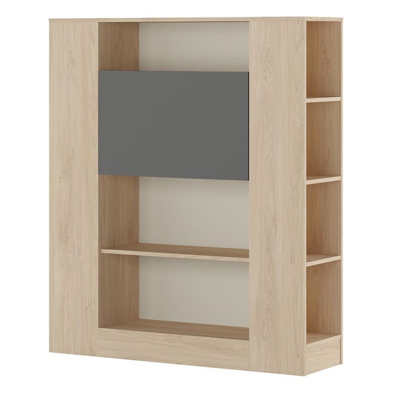 Estantería con Escritorio, Acabado en Cambrian y Grafito, Medidas: 119,6 cm (Largo) x 139,6 cm (Alto) x 34,5 Cm