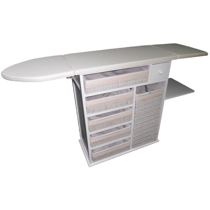 Mueble de Plancha Estoril Blanco Vintage + (Funda Elastica XXL Premiun Rayen + Tensores)