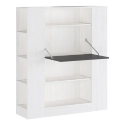 Estantería con Escritorio, Acabado en Blanco y Grafito, Medidas: 119,6 cm (Largo) x 139,6 cm (Alto) x 34,5 Cm
