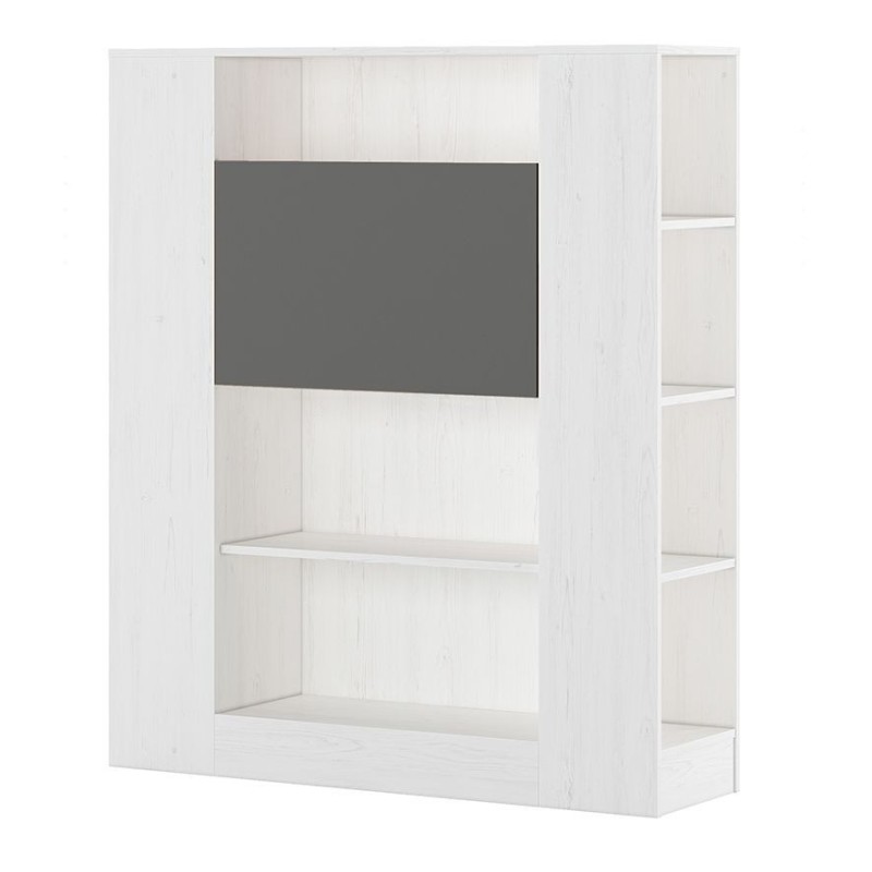 Estantería con Escritorio, Acabado en Blanco y Grafito, Medidas: 119,6 cm (Largo) x 139,6 cm (Alto) x 34,5 Cm