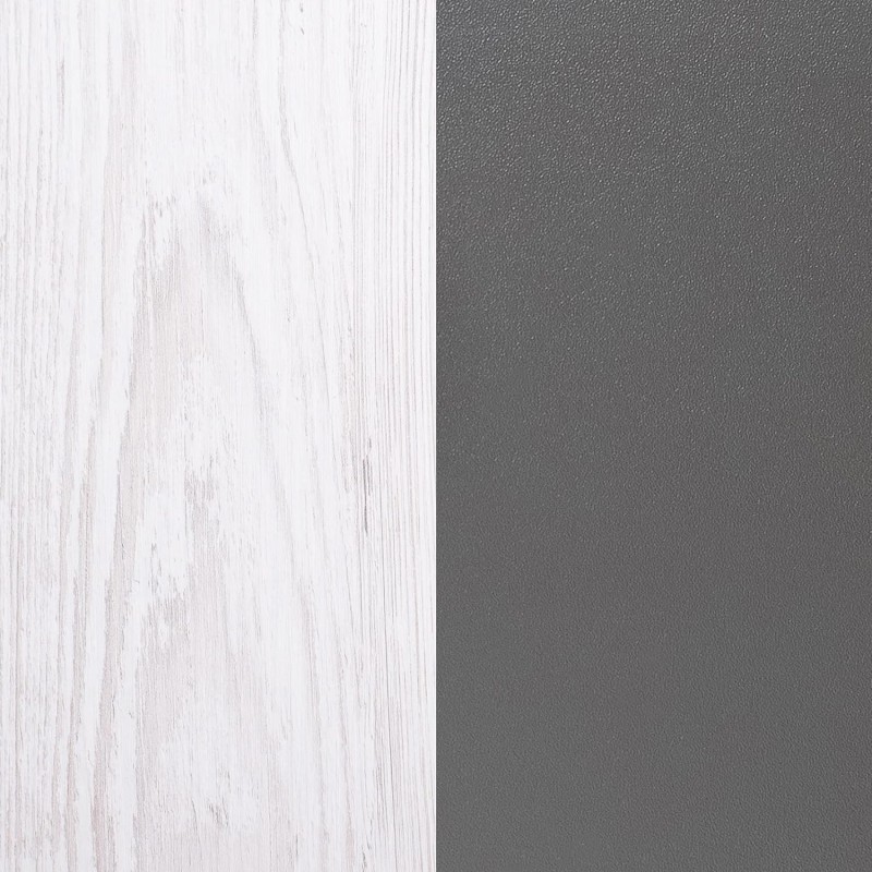 Estantería con Escritorio, Acabado en Blanco y Grafito, Medidas: 119,6 cm (Largo) x 139,6 cm (Alto) x 34,5 Cm