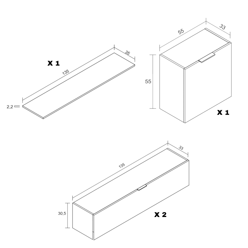 Meyvaser Mueble de salón y TV Conjunto muebles de salón apilable 235 Cm Ancho Color madera y blanco