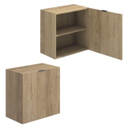 Meyvaser Mueble de salón y TV Conjunto muebles de salón apilable 235 Cm Ancho Color madera y blanco