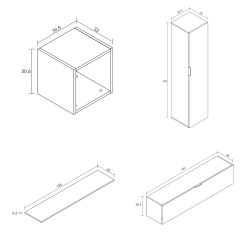 Meyvaser Mueble de salón y TV Conjunto muebles de salón apilable 196 Cm Ancho Color Madera y Blanco
