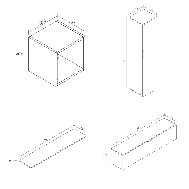 Meyvaser Mueble de salón y TV Conjunto muebles de salón apilable 196 Cm Ancho Color Madera y Blanco