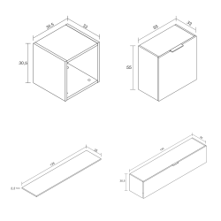 Meyvaser Mueble de salón y TV Conjunto muebles de salón apilable 245 Cm Ancho Color Madera y Blanco