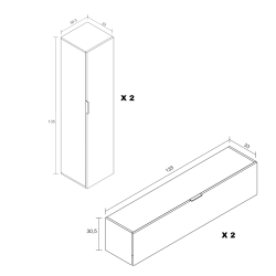 Meyvaser Mueble de salón y TV Conjunto muebles de salón apilable 235 Cm Ancho Color Madera y Blanco