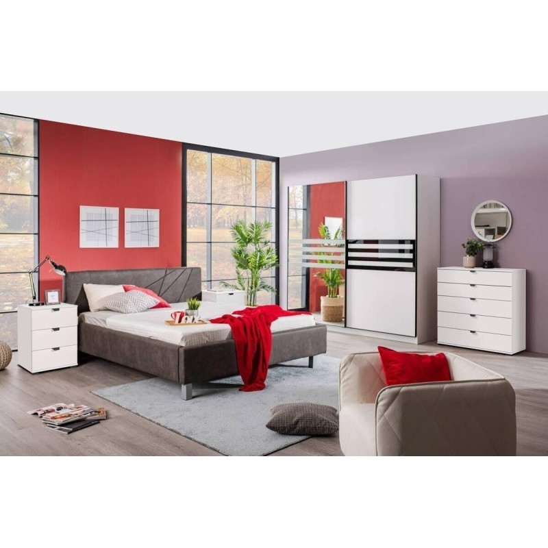 Cómoda de 5 Cajones para Dormitorio en Blanco, Gran Espacio Almacenamiento, Estilo Moderno, 90x40x95 cm