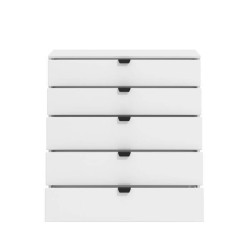 Cómoda de 5 Cajones para Dormitorio en Blanco, Gran Espacio Almacenamiento, Estilo Moderno, 90x40x95 cm