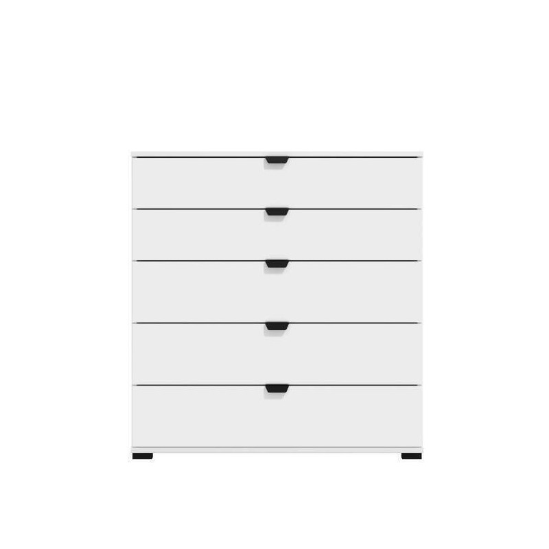 Cómoda de 5 Cajones para Dormitorio en Blanco, Gran Espacio Almacenamiento, Estilo Moderno, 90x40x95 cm
