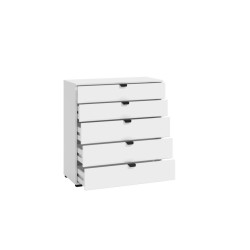 Cómoda de 5 Cajones para Dormitorio en Blanco, Gran Espacio Almacenamiento, Estilo Moderno, 90x40x95 cm
