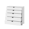 Cómoda de 5 Cajones para Dormitorio en Blanco, Gran Espacio Almacenamiento, Estilo Moderno, 90x40x95 cm