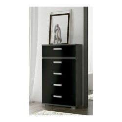 Sinfonier 5 Cajones, Cómoda, Almacenaje Dormitorio, Color Negro, Medidas: 60 cm (Lar) x 109,4 cm (Al) x 39,6 cm de (Fon)