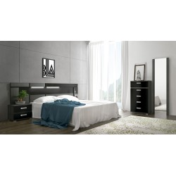 Sinfonier 5 Cajones, Cómoda, Almacenaje Dormitorio, Color Negro, Medidas: 60 cm (Lar) x 109,4 cm (Al) x 39,6 cm de (Fon)