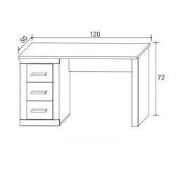 Escritorio Moderno de 3 Cajones - Acabado Cambria Blanco de Alta Calidad - 120 cm de Ancho, 50 cm de Fondo, 72 cm de Alto