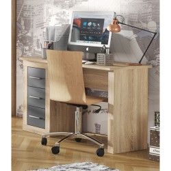 Escritorio Moderno de 3 Cajones - Acabado Cambria y Grafito de Alta Calidad - 120 cm de Ancho, 50 cm de Fondo, 72 cm de Alto