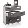 Comoda 4 Cajones, Mueble Almacenaje Dormitorio, Color Blanco y Grafito, Medidas: 89 cm (Lar) x 89,6 cm (Al) x 39,6 cm de (Fon)