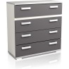 Comoda 4 Cajones, Mueble Almacenaje Dormitorio, Color Blanco y Grafito, Medidas: 89 cm (Lar) x 89,6 cm (Al) x 39,6 cm de (Fon)