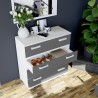 Comoda 4 Cajones, Mueble Almacenaje Dormitorio, Color Blanco y Grafito, Medidas: 89 cm (Lar) x 89,6 cm (Al) x 39,6 cm de (Fon)
