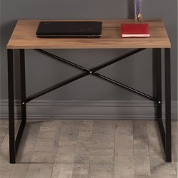 (SALDO) Mesa de Ordenador Estilo Industrial Color Nogal y Negro 90x60x70 Cm